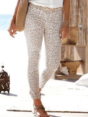 Lascana Women's Cream Leopard Print Jeans